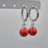Ohrringe Creolen mit Perlen Perlencreolen Pearl Rot (O141)