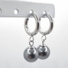 Ohrringe Creolen mit Perlen Perlencreolen Pearl Grau (O141)