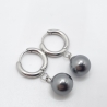 Ohrringe Creolen mit Perlen Perlencreolen Pearl Grau (O141)