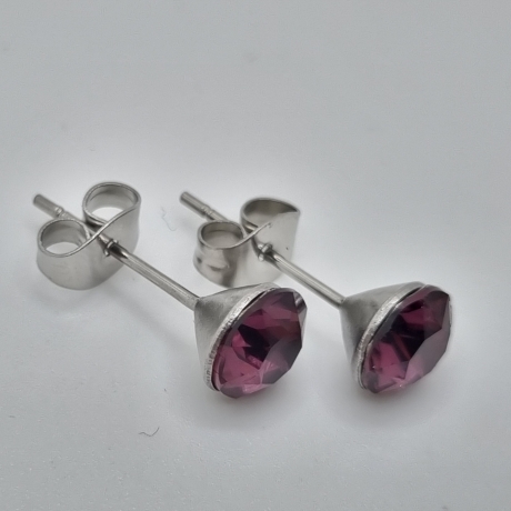 Ohrringe Ohrstecker Kristalle Lila Amethyst (O91)