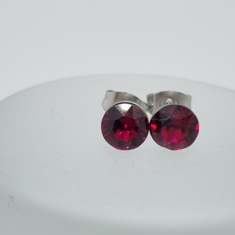 Ohrringe Ohrstecker Kristalle Rot Ruby (O91)