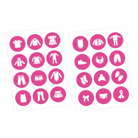 Möbelaufkleber Ordnungssticker für Kleidung weiß/ pink