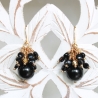 Obsidian Edelsteinperlen Cluster Ohrringe 18K vergoldet