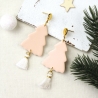 Rosa Weihnachts Ohrringe – Tannenbaum Ohrhänger aus Polymer Clay