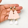 Rosa Weihnachts Ohrringe – Tannenbaum Ohrhänger aus Polymer Clay