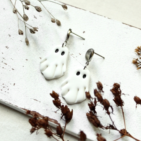 Gespenst Ohrhänger aus Polymer Clay & Edelstahl | Halloween