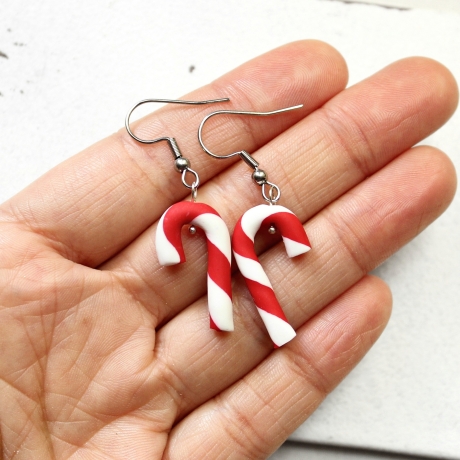 Zuckerstangen Ohrringe Weihnachten – Polymer Clay Ohrschmuck