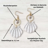 Boho Muschel Ohrhänger mit Perle – Handgemacht aus Polymer Clay