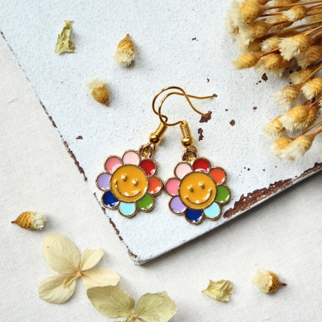 bunte Blumen Ohrringe Happy Flower • Ohrhänger | Ohrschmuck