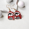 Ohrringe Pinguin mit Weihnachtsmütze • Ohrhänger | Ohrschmuck