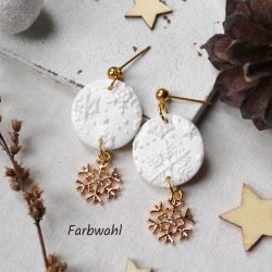 Ohrringe Schneekristalle • Ohrhänger Polymer Clay | Ohrschmuck