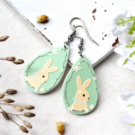 Ohrringe Hase • Ohrschmuck | Ohrhänger | Tropfen | Ostern