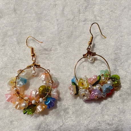 Ohrhänger Ohrring Ohrschmuck Blütentraum Blumen Golden und Bunt