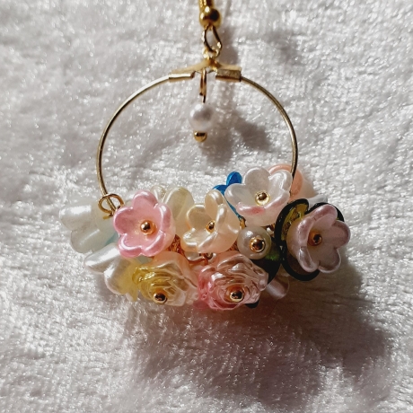 Ohrhänger Ohrring Ohrschmuck Blütentraum Blumen Golden und Bunt