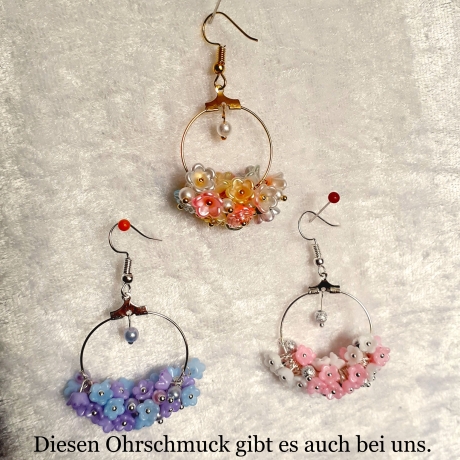 Ohrhänger Ohrringe Ohrschmuck Blütentraum Blumen Silbern Blau-Lil