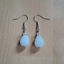 Ohrringe aus Glasperlen,weiß, Handarbeit, Unikat