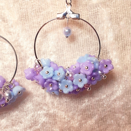 Ohrhänger Ohrringe Ohrschmuck Blütentraum Blumen Silbern Blau-Lil