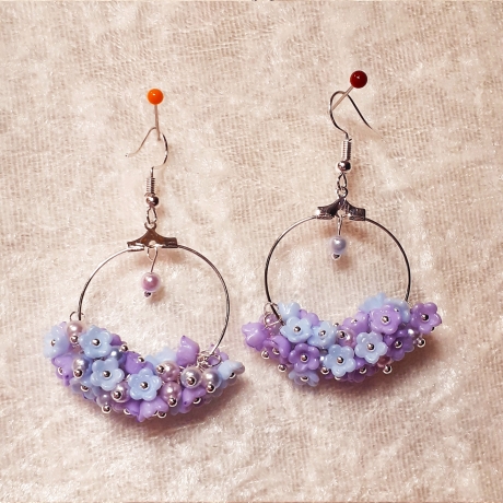 Ohrhänger Ohrringe Ohrschmuck Blütentraum Blumen Silbern Blau-Lil