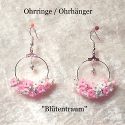 Ohrhänger Ohrringe Ohrschmuck Blütentraum Blumen Silbern Rosa-Wei