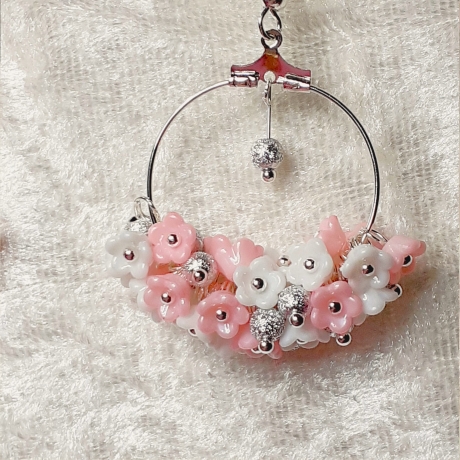 Ohrhänger Ohrringe Ohrschmuck Blütentraum Blumen Silbern Rosa-Wei
