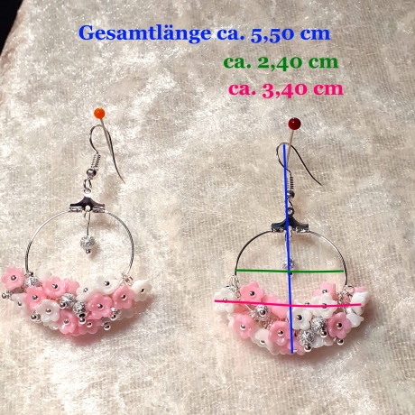 Ohrhänger Ohrringe Ohrschmuck Blütentraum Blumen Silbern Rosa-Wei
