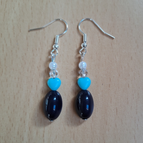 Ohrringe aus Perlen, blau, Handarbeit