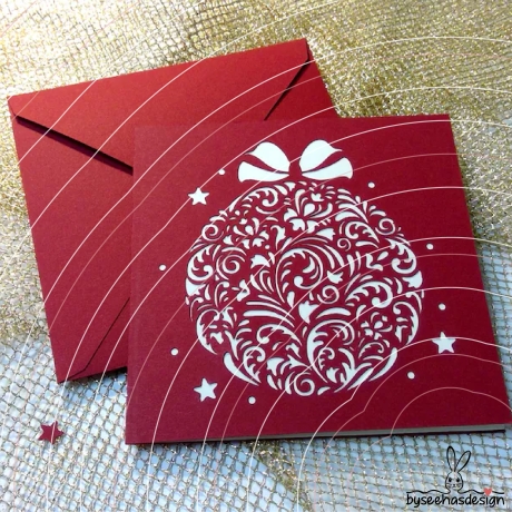 Weihnachtskarte Ornament Kugel Plotterdatei SVG DXF