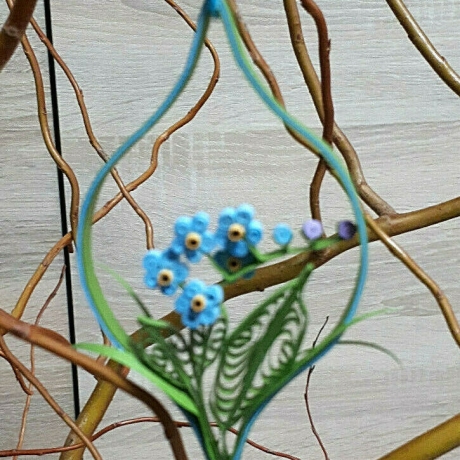 Ornament Vergissmeinnicht, hellblaue Blüten, Papier,
