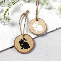 Holzanhänger mit Hasen ~ 3er Set | Ostern | Frühling