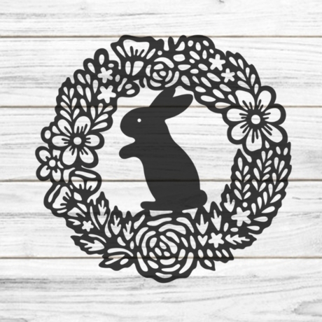 Osterhase Blumenkranz Plotterdatei SVG DXF FCM