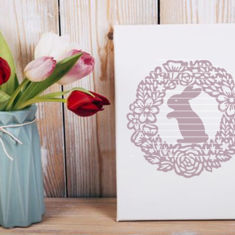 Osterhase Blumenkranz Plotterdatei SVG DXF FCM