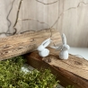 Handgemachte Keramik - getöpferte weiße große Hasen Osterdeko