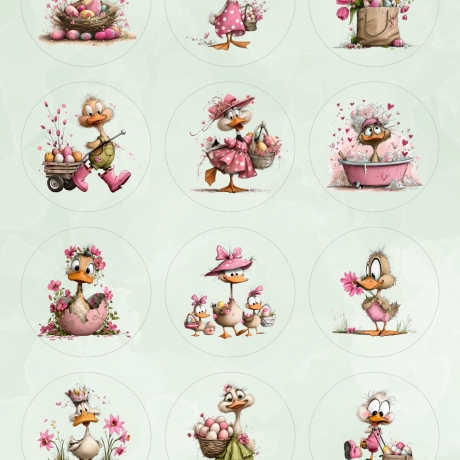 Individuelle Cupcake Topper – Esspapier - Ostern Hasen Gänse Gans