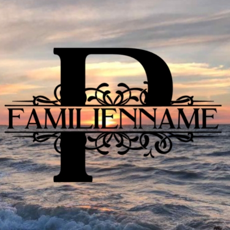 Aufkleber Monogramm P mit Familiennamen