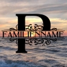 Aufkleber Monogramm P mit Familiennamen