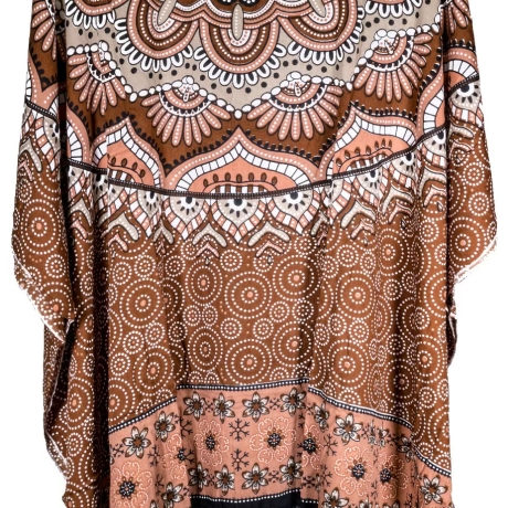 Damen-Kaftan, Handarbeit aus Bali, 110x88 cm, braun-bunt