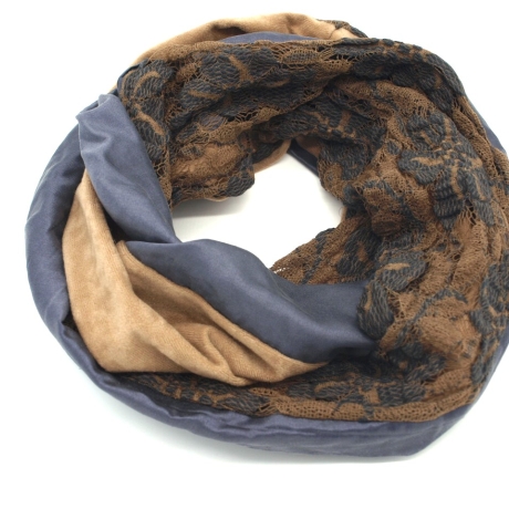 Loop Loopschal Schlauchschal braun grau  3 verschiedene Stoffe