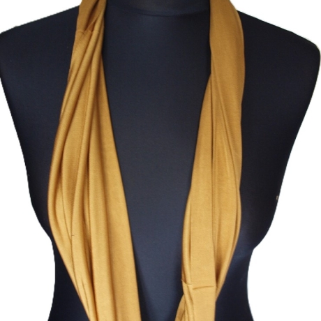 SCHLAUCHSCHAL LOOP SEIDENJERSEY 100% reine Seide goldbraun