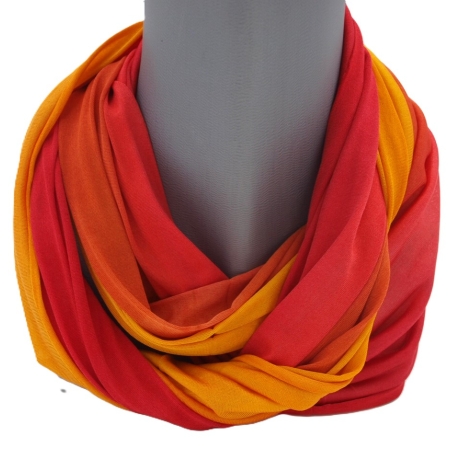 SCHLAUCHSCHAL LOOP SEIDENJERSEY 100% reine Seide Unikat gelb-rot