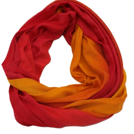 SCHLAUCHSCHAL LOOP SEIDENJERSEY 100% reine Seide Unikat gelb-rot