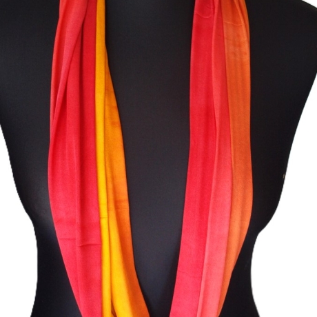SCHLAUCHSCHAL LOOP SEIDENJERSEY 100% reine Seide Unikat gelb-rot