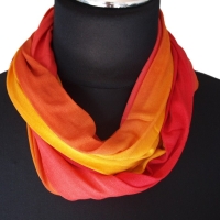 SCHLAUCHSCHAL LOOP SEIDENJERSEY 100% reine Seide Unikat gelb-rot