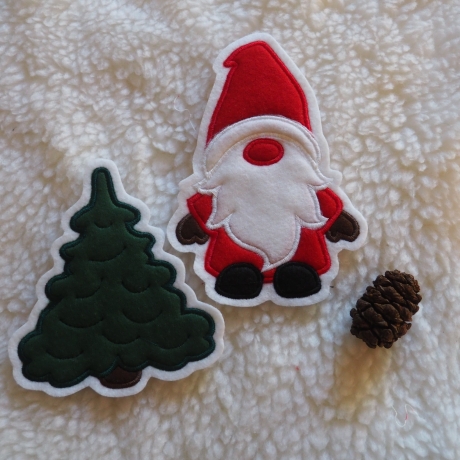 Applikation Aufnäher Set Wichtel und Baum oder einzeln