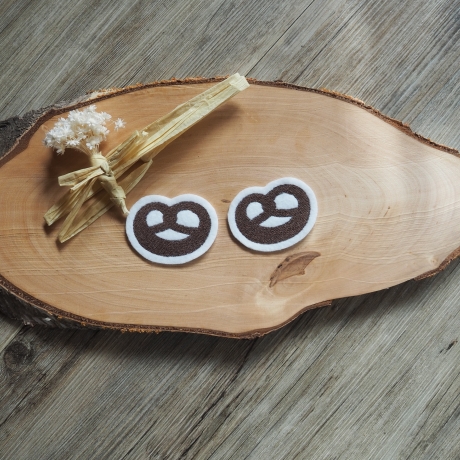 Applikation/Aufnäher Set 2tlg. kleine Brezel gestickt