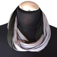 SCHLAUCHSCHAL LOOP SEIDENJERSEY 100% Seide Unikat schwarz-grau