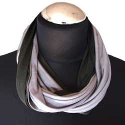 SCHLAUCHSCHAL LOOP SEIDENJERSEY 100% Seide Unikat schwarz-grau