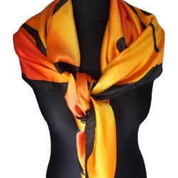 Seidentuch 110x110cm handbemalt Unikat Seide Crepe Satin 12.5