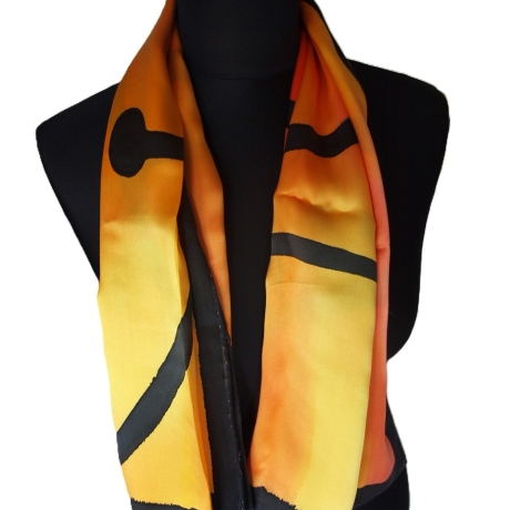 Seidentuch 110x110cm handbemalt Unikat Seide Crepe Satin 12.5