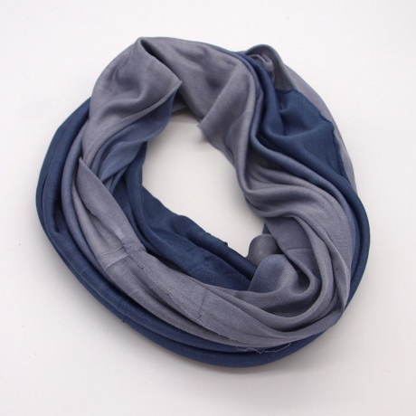 SCHLAUCHSCHAL LOOP SEIDENJERSEY 100% Seide Unikat blau-grau