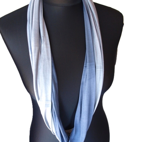 SCHLAUCHSCHAL LOOP SEIDENJERSEY 100% Seide Unikat blau-grau